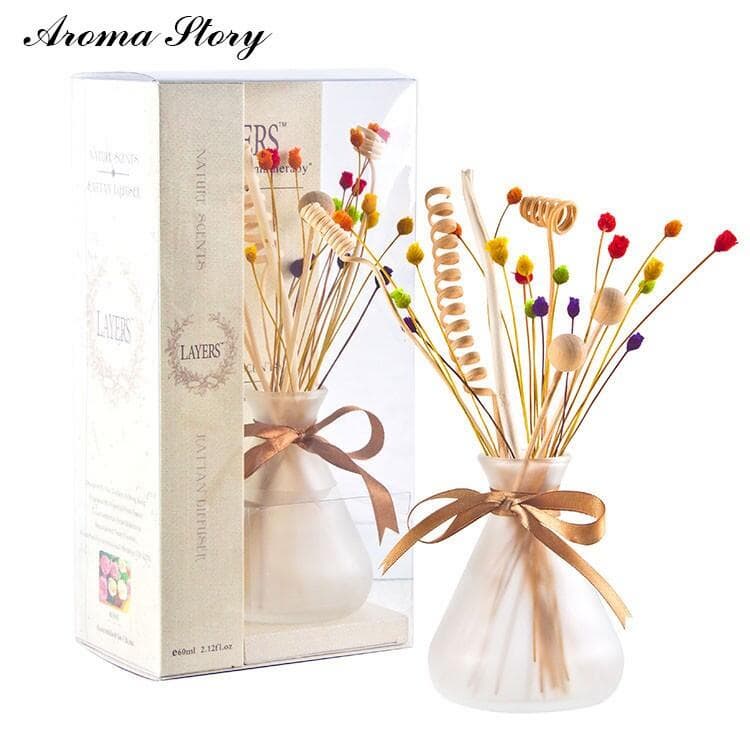 Aroma Reed Diffuser_ Solar Flower Sticks with Glass Bottle
